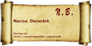 Nacsa Benedek névjegykártya